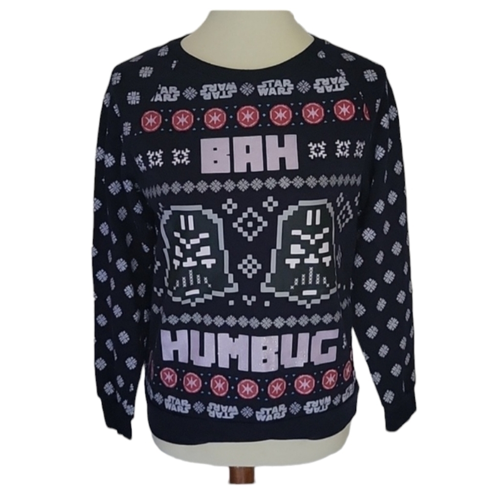 Star Wars Darth Vader Christmas Sweater Navy Blue Holiday Bag Humbug Small